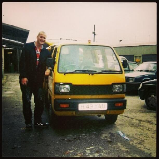 Liam and his trusty van, taken circa 2000.
